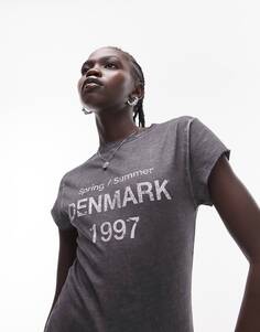 Темно-серая футболка для малышей Topshop с изображением Дании