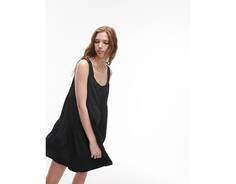 Черное ярусное фактурное платье мини Topshop