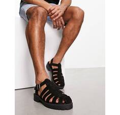 Черные замшевые массивные сандалии Walk London Jacob