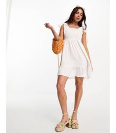 Белое платье мини с завязками на плечах Vero Moda