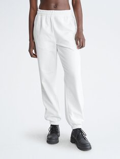 Стандартные толстые махровые джоггеры с логотипом Calvin Klein, белый