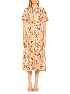 Платье миди lana с вырезом лодочкой Alexia Admor Etched tangerine
