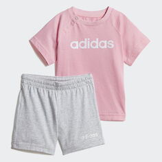 Комплект футболка и шорты Adidas Linear Summer, розовый/серый