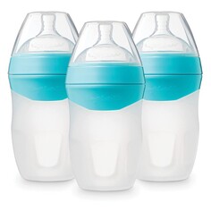 Бутылочки для кормления 3 шт. по 250 мл Tiny Twinkle Silicone, голубой