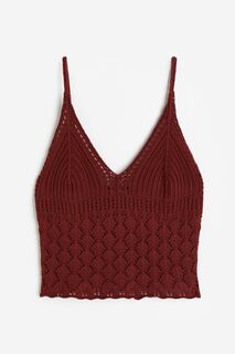 Топ H&amp;M Crochet-look, темно-красный H&M