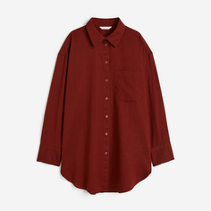 Рубашка H&amp;M Linen-blend, темно-красный H&M