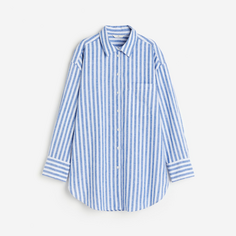 Рубашка H&amp;M Linen-blend, синий/белый H&M
