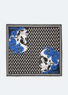 Шарф ALEXANDER MCQUEEN Graffiti Biker skull scarf, черный