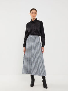 Твидовая Женская юбка трапециевидной формы с узором LCW Modest