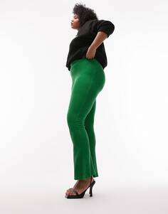 Зеленые расклешенные брюки из эластичного вельвета Topshop Curve
