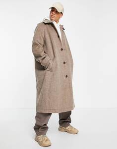 Коричневое пальто с текстурой оверсайз ASOS DESIGN ASOS DESIGN