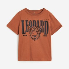 Футболка H&amp;M Kids Printed Cotton Leopard, коричневый H&M