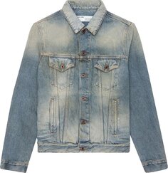 Куртка Off-White Airport Tape Slim Jeans Jacket &apos;Vintage Wash&apos;, синий