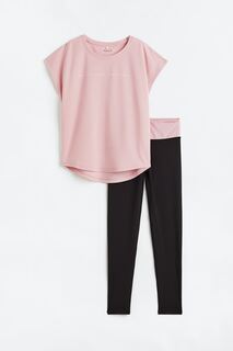 Спортивный костюм H&amp;M Kids DryMove, 2 предмета, светло-розовый/черный H&M