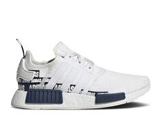 Кроссовки Adidas NMD_R1 J &apos;WORDMARK HEEL STRIPE - CRYSTAL WHITE NAVY&apos;, белый