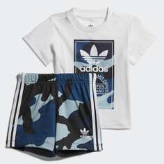 Костюм для малышей adidas Originals Camo Tee Set, белый/синий/темно-синий