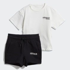 Комплект футболка и шорты Adidas Conjunto Shorts Kaval, белый/черный