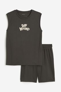 Спортивный костюм H&amp;M Kids 2-piece DryMove Run Beyond, темно-серый H&M