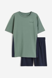 Спортивный костюм H&amp;M Kids 2-piece DryMove, зеленый/темно-синий H&M