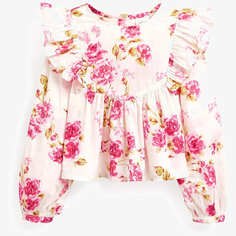Блуза Next Shirred Floral, розовый