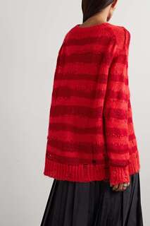 ACNE STUDIOS Трикотажный свитер в полоску с эффектом потертости, красный