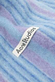 ACNE STUDIOS Фетровый шарф в полоску с украшением, синий