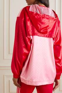 ADIDAS ORIGINALS Двухцветная эластичная куртка из переработанного материала Adicolor Heritage Now с капюшоном и принтом, розовый