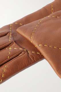 AGNELLE Кожаные перчатки на кашемировой подкладке, коричневый