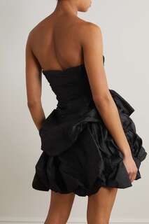AJE Платье мини Daybreak без бретелек из тафты со сборками, черный