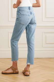 AGOLDE укороченные прямые джинсы Riley с завышенной талией и потертостями, деним