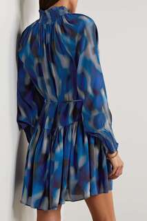 APIECE APART платье мини Vista с оборками и принтом из крепдешина, синий