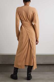 BASERANGE + NET SUSTAIN Платье миди из хлопка в рубчик с запахом Shaw, коричневый