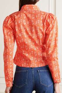 BATSHEVA BATSHEVA + Laura Ashley Thistle присборенная блузка из хлопкового поплина с цветочным принтом, ярко оранжевый, ярко-оранжевый