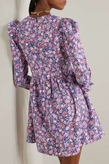 BATSHEVA + платье мини Laura Ashley с оборками и цветочным принтом из хлопка и поплина, фиолетовый