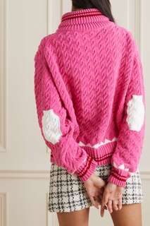 BERNADETTE свитер Alexo вязки интарсия косой вязки с молнией до половины, розовый