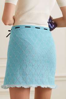 CORMIO юбка мини Isha из хлопкового трикотажа с бархатной отделкой, синий