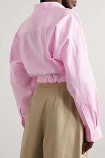 DENIMIST Укороченная полосатая рубашка из хлопкового поплина с завязками спереди, розовый