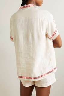 DESMOND &amp; DEMPSEY + NET SUSTAIN льняной пижамный комплект с вышивкой, кремовый