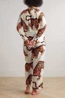 DESMOND &amp; DEMPSEY Пижамный комплект из хлопка и вуали с принтом Rayas, кремовый