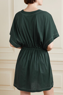 ERES платье мини Charly из хлопкового джерси со сборками, армейский зеленый