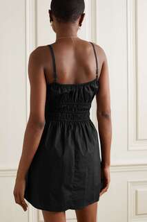 FAITHFULL THE BRAND Платье мини Alboa из органического хлопка со сборками, черный