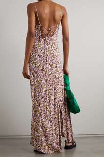 FAITHFULL THE BRAND платье макси Lusia из крепа с цветочным принтом и драпировкой, фиолетовый