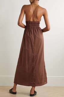 FAITHFULL THE BRAND платье макси Bisetta из органического хлопка с вуалью, коричневый