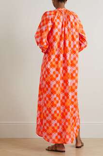 EYWASOULS MALIBU платье макси Niara из хлопка и вуали с принтом, апельсин