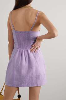 FAITHFULL THE BRAND льняное платье мини Llian с запахом, фиолетовый