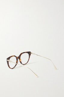 FENDI EYEWEAR Крупногабаритные очки «кошачий глаз» из ацетата черепахового панциря и золотистые оптические очки, принт черепаха