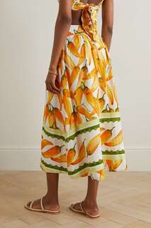 FARM RIO юбка макси из смесового льна с принтом Peppers, желтый