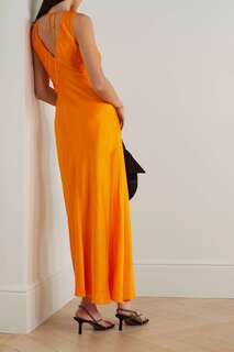FRAME Атласное платье миди на шнуровке, апельсин