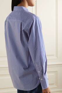 FRAME Рубашка оверсайз в полоску из органического хлопка и поплина, синий