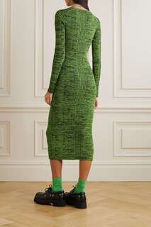GANNI + NET SUSTAIN платье миди в рубчик, зеленый